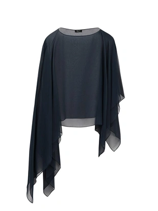 Асимметричная шелковая накидка с вырезом- Заказать в России