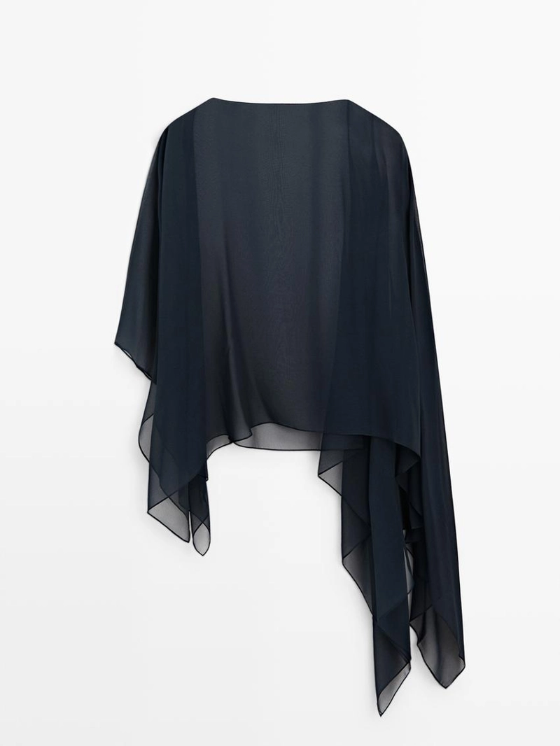 Асимметричная шелковая накидка с вырезом