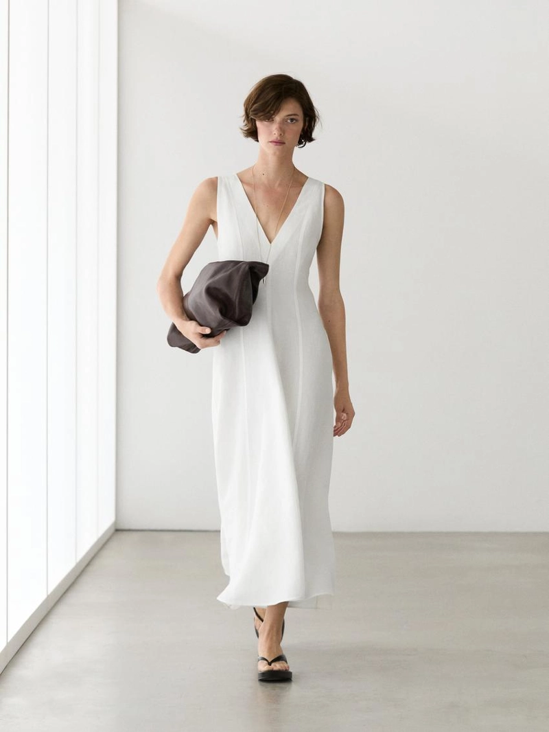 Платье миди из льна