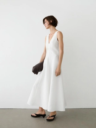 Купить Massimo Dutti Платье миди из льна