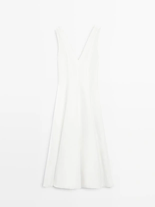 Платье миди из льна- Заказать в России