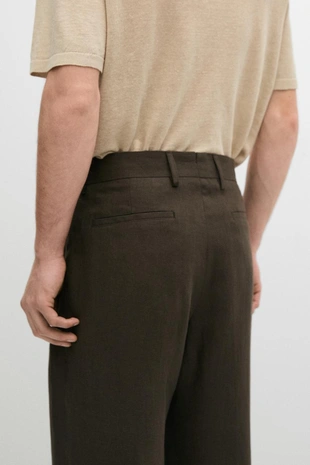 BROWN | 3658/542/700 - Massimo Dutti Брюки для костюма из льна