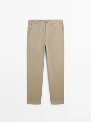 GREEN | 0153/006/527 - Massimo Dutti Хлопковые брюки приталенного кроя