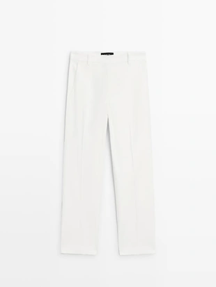 WHITE | 5088/888/250 - Massimo Dutti Брюки прямого кроя из льняной смеси