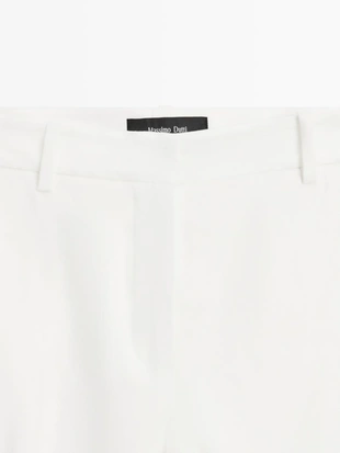 Брюки прямого кроя из льняной смеси- Заказать в России