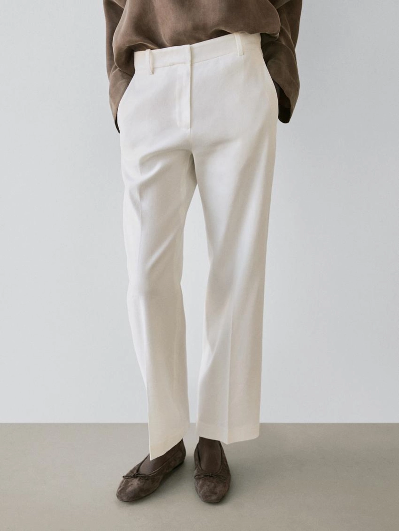 Брюки прямого кроя из льняной смеси