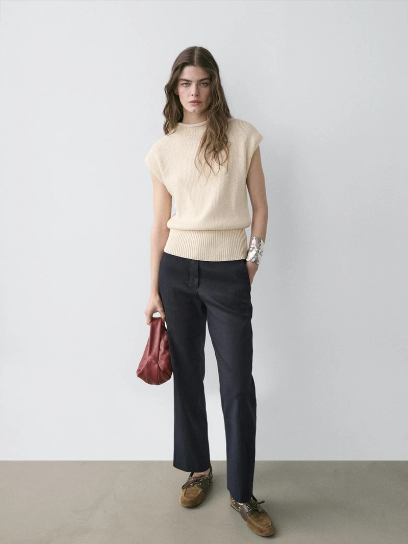 Брюки прямого кроя из льняной смеси