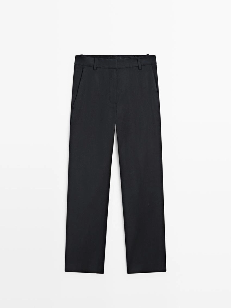 Брюки прямого кроя из льняной смеси