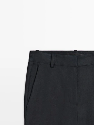 Брюки прямого кроя из льняной смеси- Заказать в России