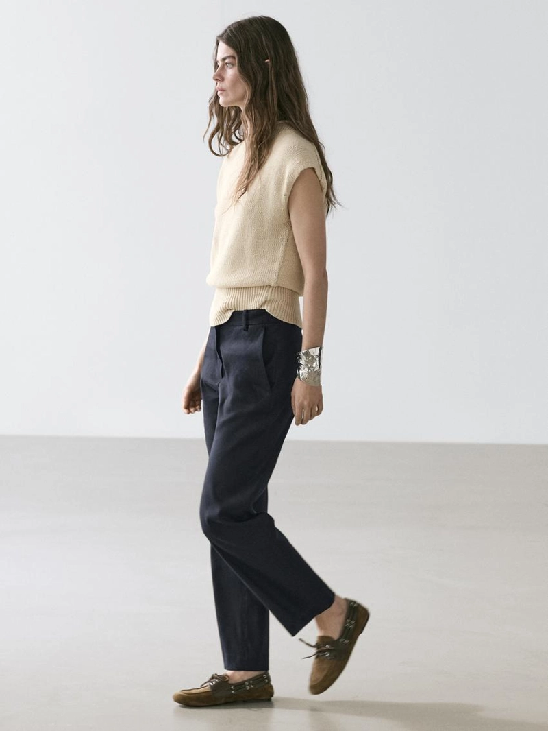 Брюки прямого кроя из льняной смеси