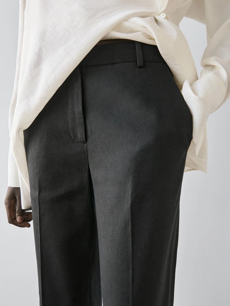 Брюки прямого кроя из льняно-вискозного материала