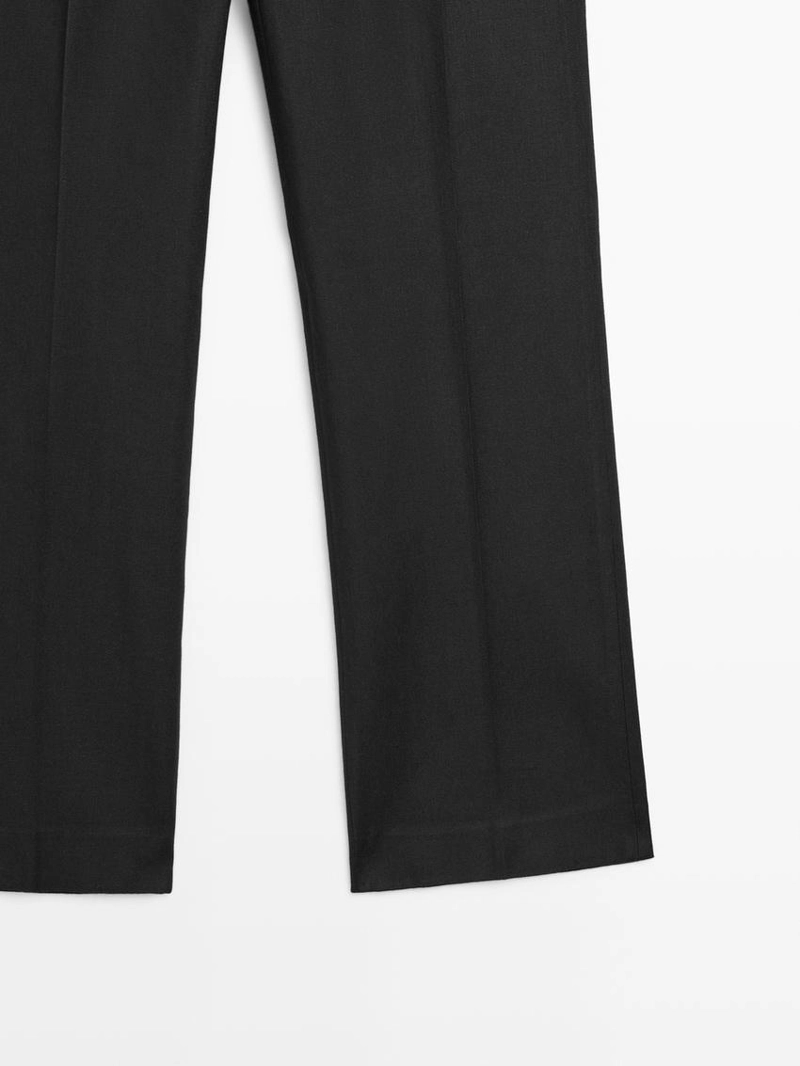 Брюки прямого кроя из льняно-вискозного материала