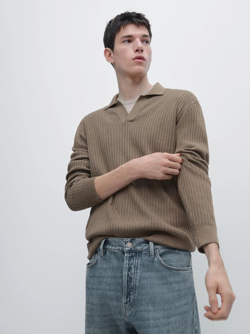 Поло-свитер из хлопкового микса