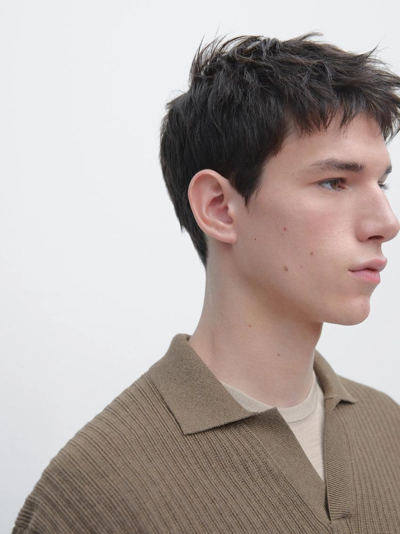 Поло-свитер из хлопкового микса