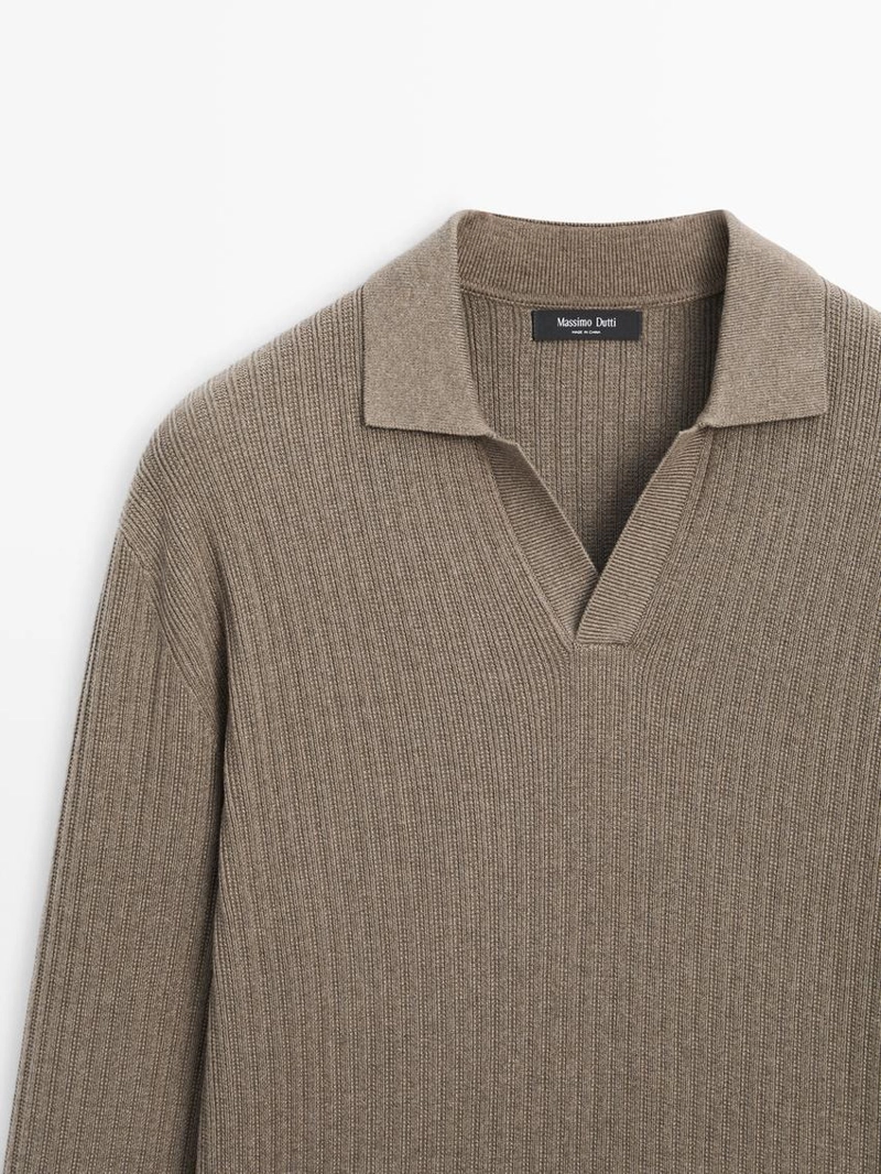 Поло-свитер из хлопкового микса