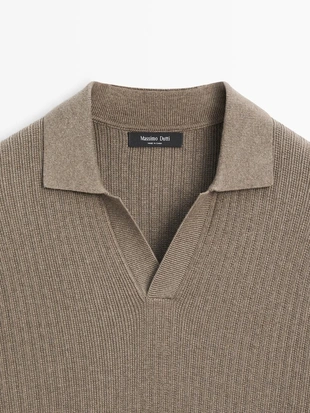 Поло-свитер из хлопкового микса- Заказать в России