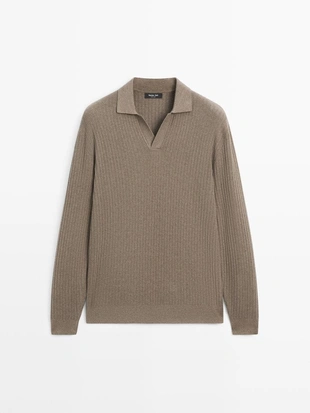 Поло-свитер из хлопкового микса- Заказать в России