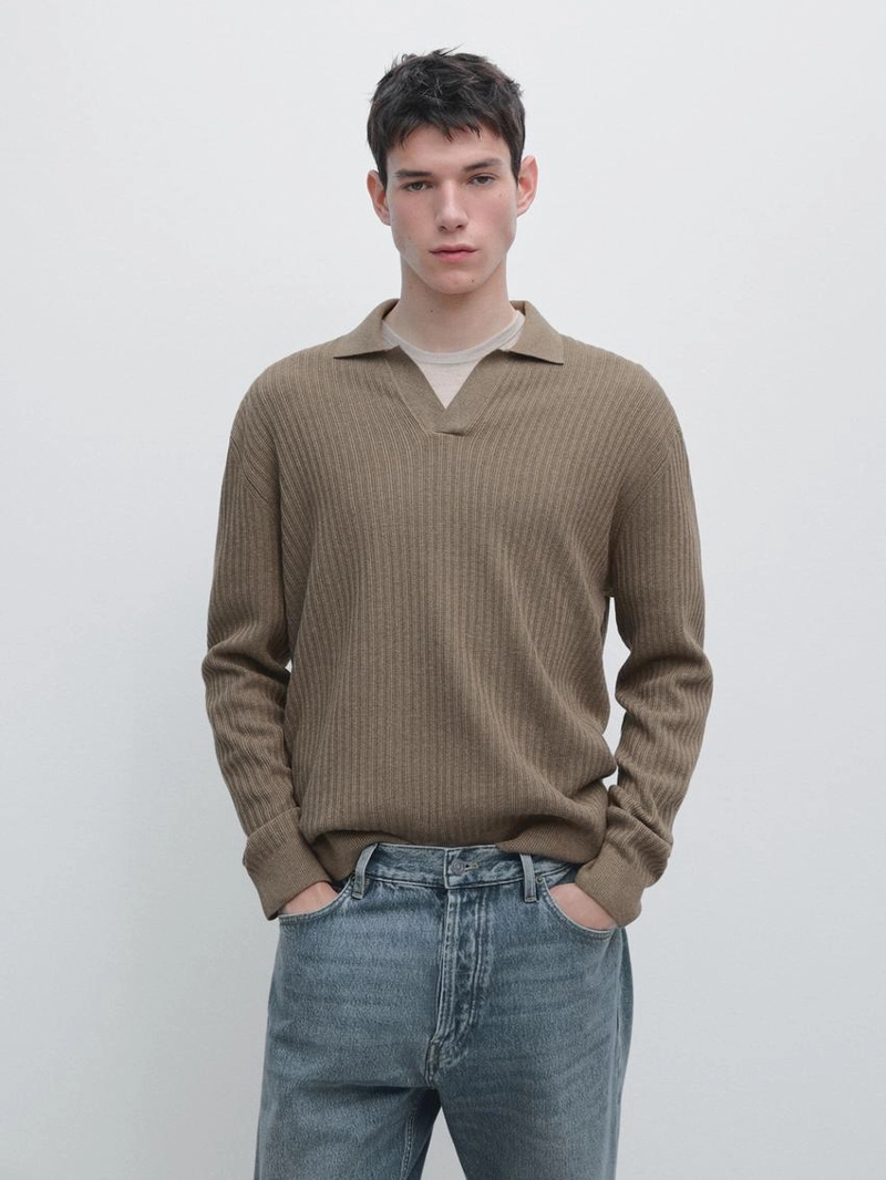 Поло-свитер из хлопкового микса