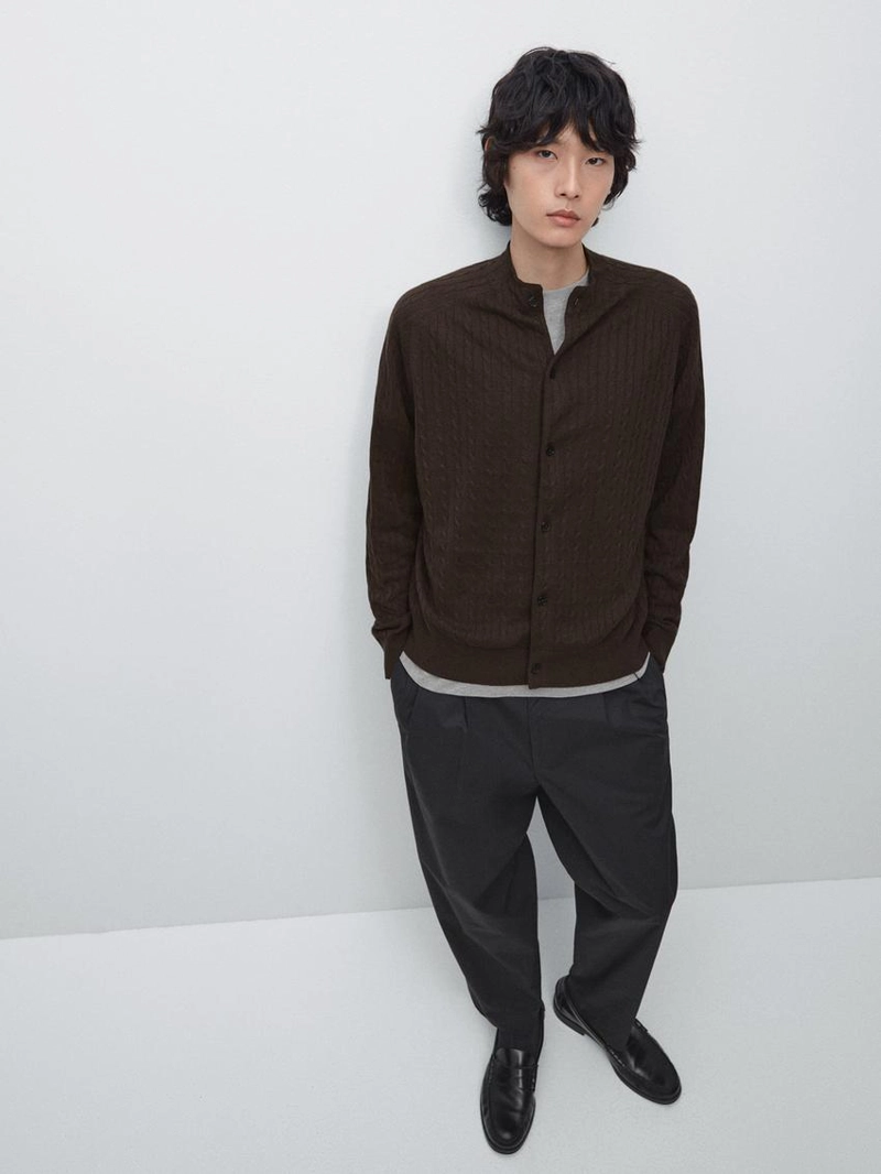 Кардиган из хлопкового смесового трикотажа с деталями на пуговицах