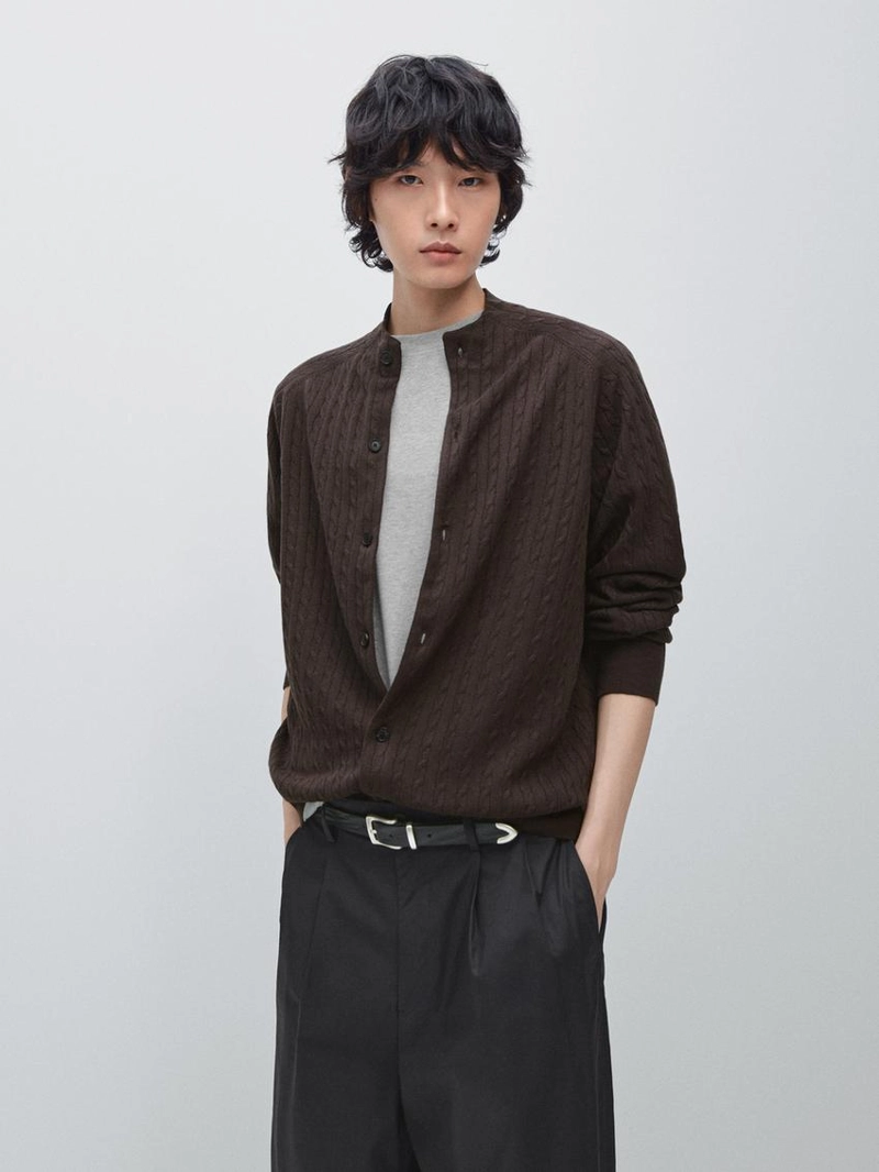 Кардиган из хлопкового смесового трикотажа с деталями на пуговицах