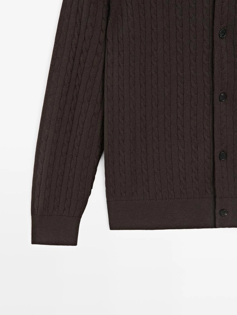 Кардиган из хлопкового смесового трикотажа с деталями на пуговицах
