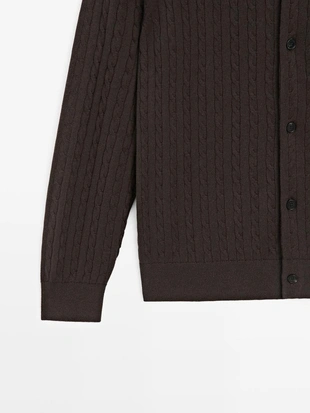 Купить Massimo Dutti Кардиган из хлопкового смесового трикотажа с деталями на пуговицах