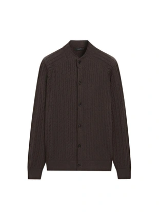 Chocolate | 1235/247/717 - Massimo Dutti Кардиган из хлопкового смесового трикотажа с деталями на пуговицах