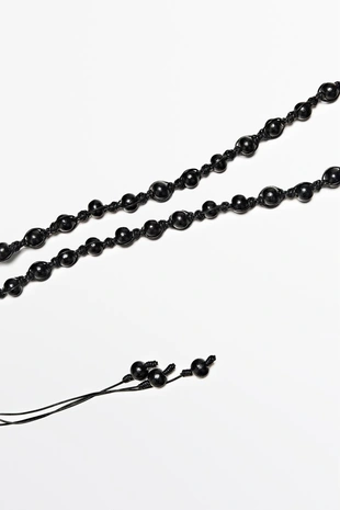 Кожаный ремень с деревянными бусинами- Заказать в России