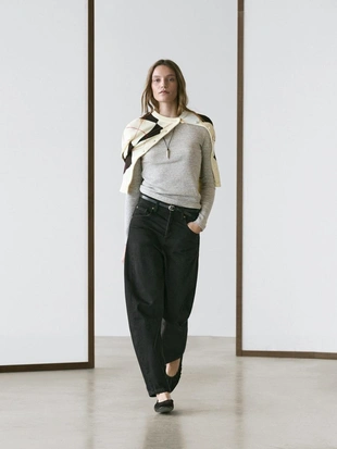 Chocolate | 5042/942/717 - Massimo Dutti Джинсы с завышенной талией в стиле баллон