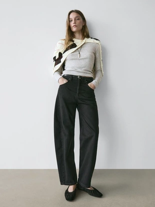 Джинсы с завышенной талией в стиле баллон- Заказать в России