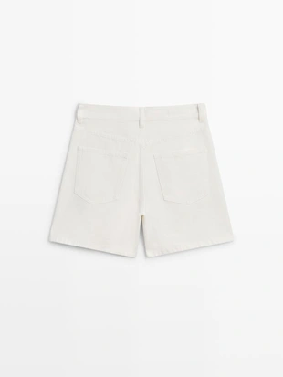 Off white | 5089/990/251 - Massimo Dutti Джинсовые шорты средней посадки