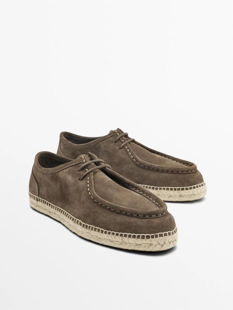 Туфли из разделочной кожи с мокасинным носком и подошвой из джута