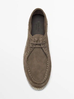 GREY | 2908/750/902 - Massimo Dutti Туфли из разделочной кожи с мокасинным носком и подошвой из джута