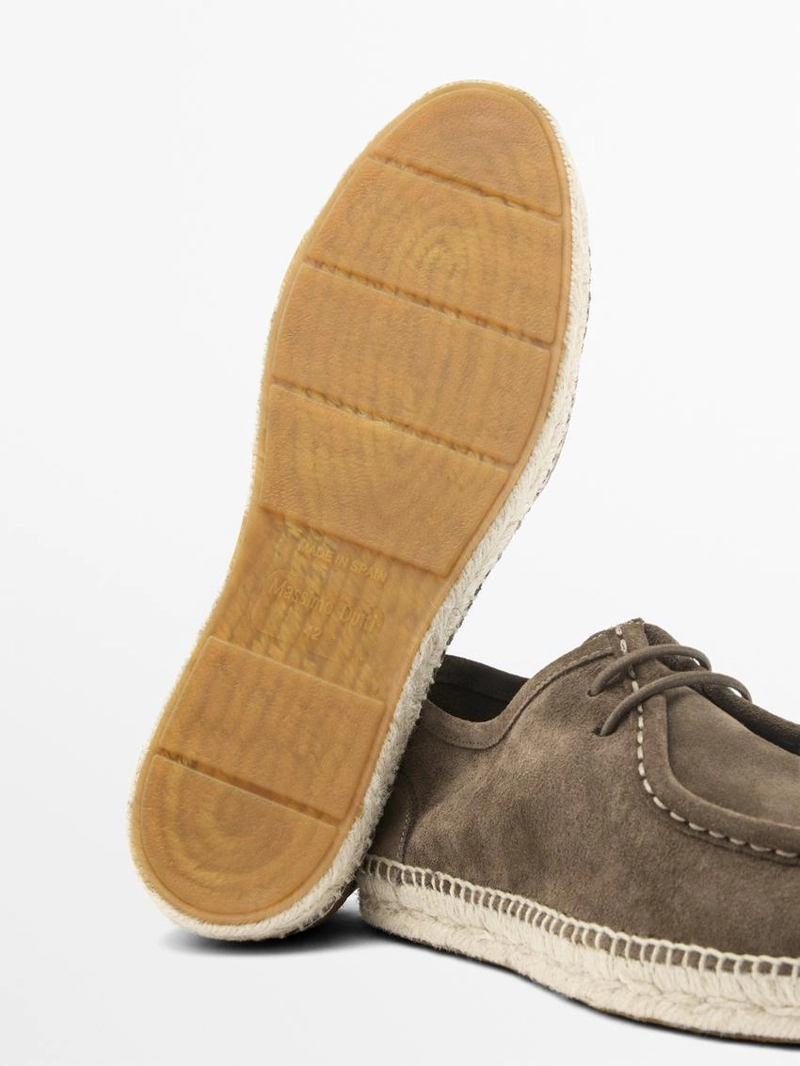 Туфли из разделочной кожи с мокасинным носком и подошвой из джута