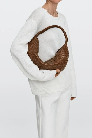 Купить Massimo Dutti Сумка полумесяц из плетеной кожи