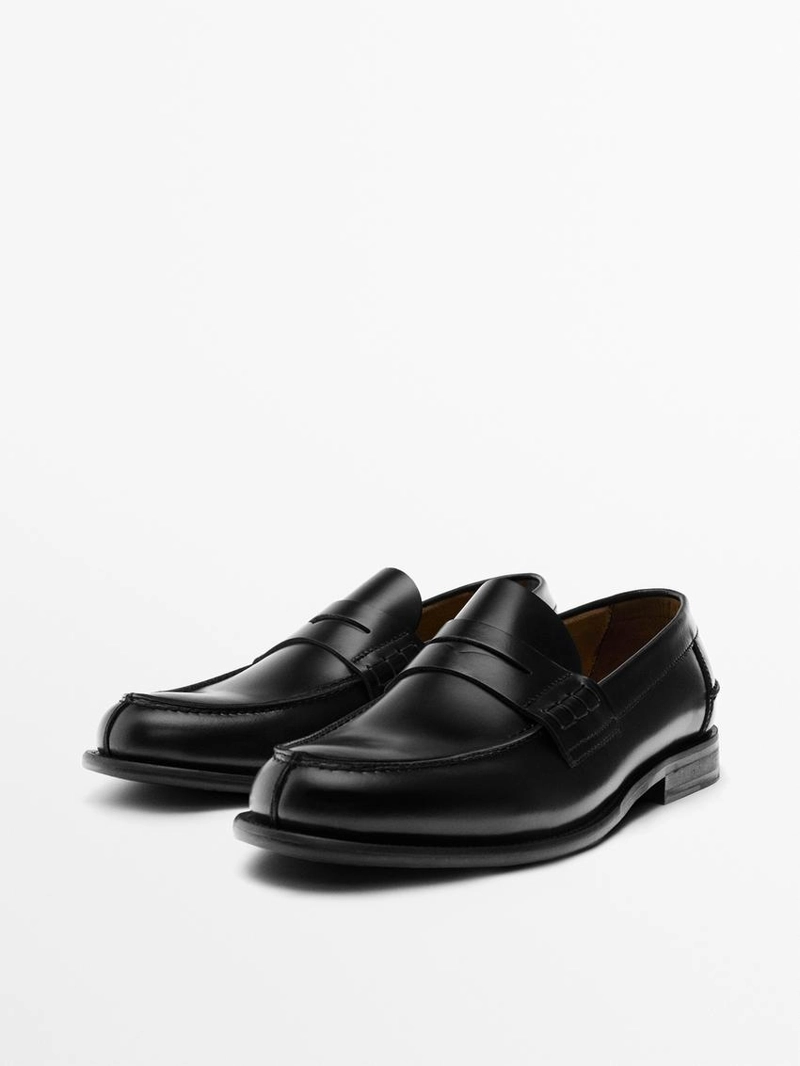 Лоферы из кожи с деталью пенни-ремешка