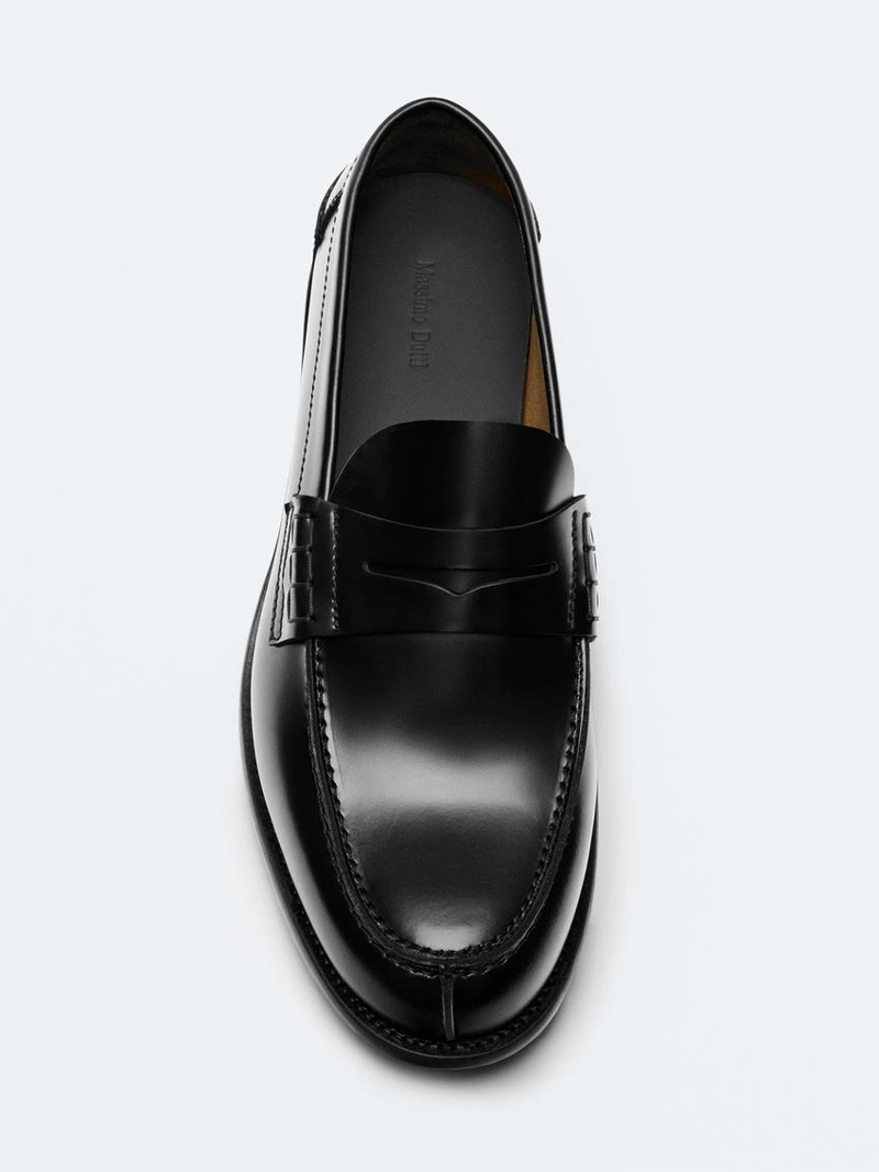 Лоферы из кожи с деталью пенни-ремешка