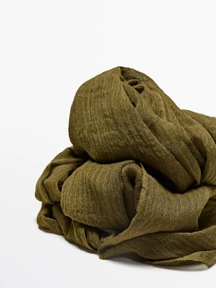 KHAKI | 6347/807/505 - Massimo Dutti Легкий шарф из шерстяной смеси