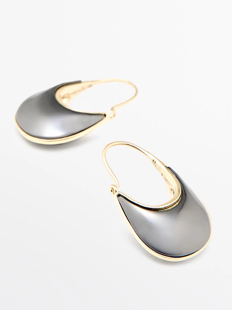 Серьги кольцо с камнем