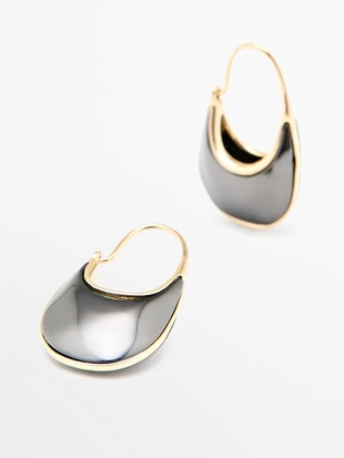 Серьги кольцо с камнем- Заказать в России