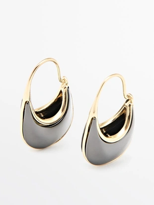 Серьги кольцо с камнем- Заказать в России