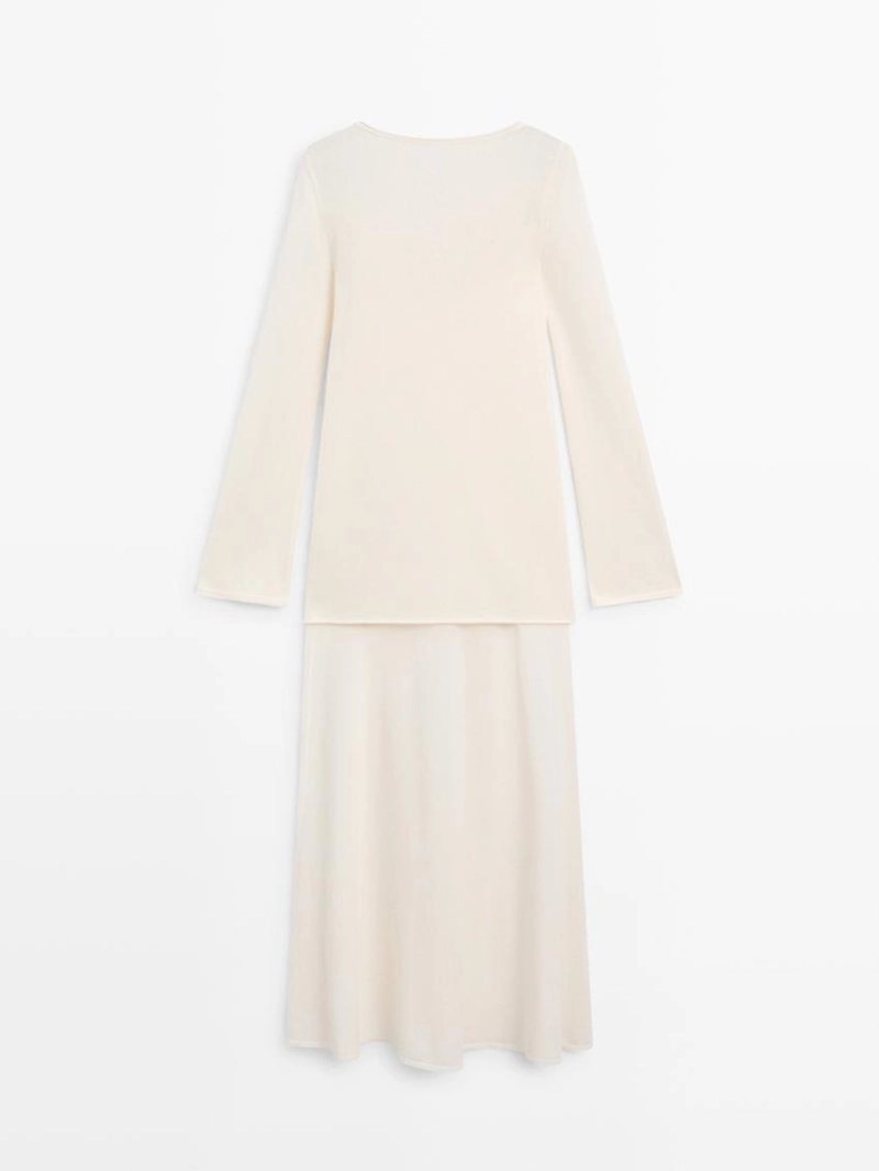 Платье из хлопковой ткани с длинными рукавами