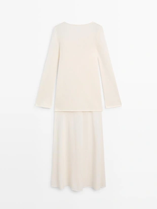 Платье из хлопковой ткани с длинными рукавами- Заказать в России