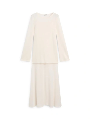 Платье из хлопковой ткани с длинными рукавами- Заказать в России