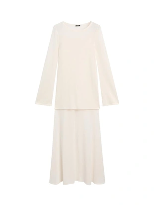 Платье из хлопковой ткани с длинными рукавами- Заказать в России