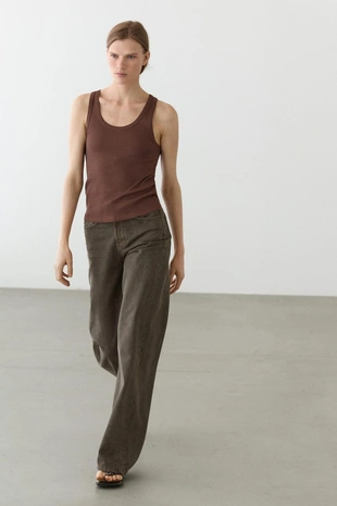 BROWN | 6240/810/722 - Massimo Dutti Хлопковый безрукавный топ из 100%