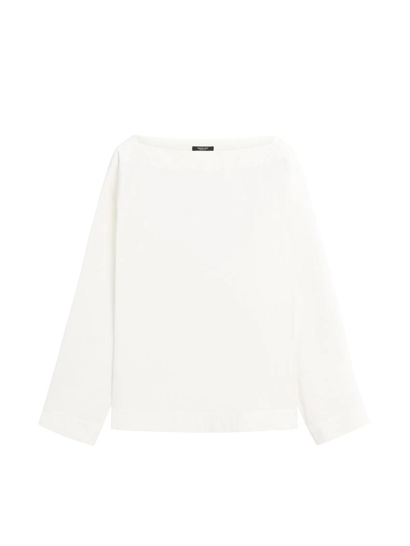 Блуза с лодочным вырезом из поплина