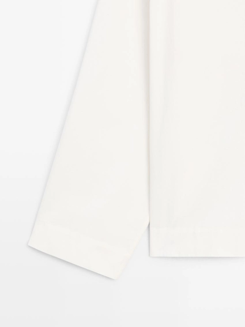 Блуза с лодочным вырезом из поплина