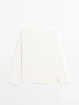 Купить Massimo Dutti Блуза с лодочным вырезом из поплина