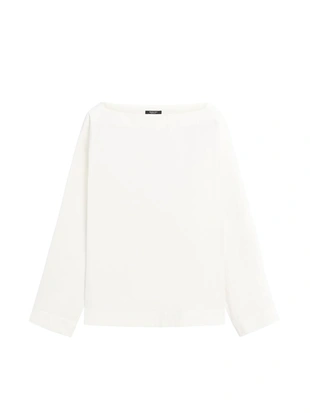 Блуза с лодочным вырезом из поплина- Заказать в России